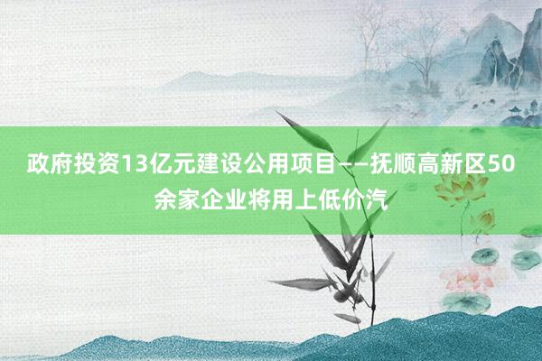 政府投资13亿元建设公用项目——抚顺高新区50余家企业将用上低价汽