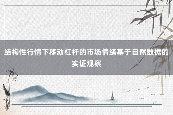 结构性行情下移动杠杆的市场情绪基于自然数据的实证观察