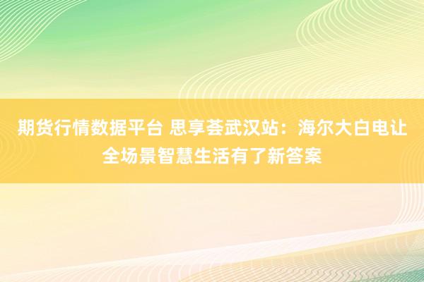 期货行情数据平台 思享荟武汉站：海尔大白电让全场景智慧生活有了新答案