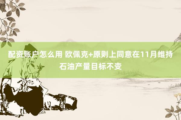 配资账户怎么用 欧佩克+原则上同意在11月维持石油产量目标不变
