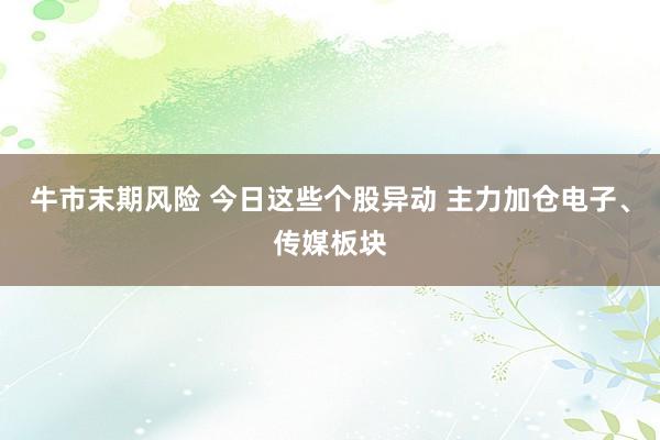 牛市末期风险 今日这些个股异动 主力加仓电子、传媒板块