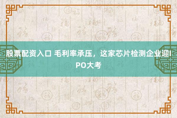 股票配资入口 毛利率承压，这家芯片检测企业迎IPO大考
