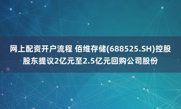 网上配资开户流程 佰维存储(688525.SH)控股股东提议2亿元至2.5亿元回购公司股份