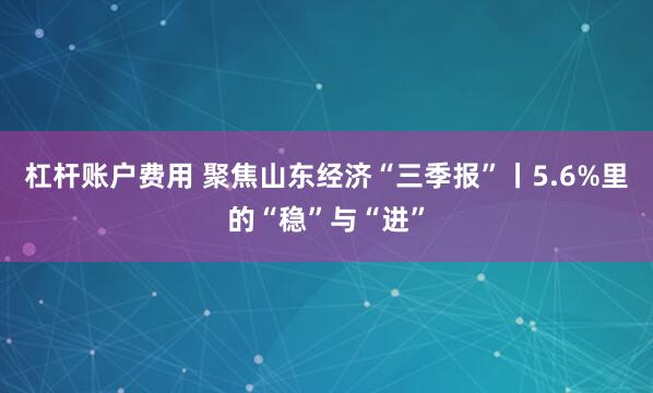 杠杆账户费用 聚焦山东经济“三季报”丨5.6%里的“稳”与“进”