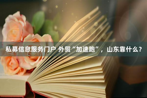 私募信息服务门户 外贸“加速跑”，山东靠什么？
