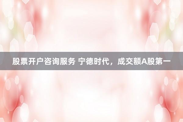 股票开户咨询服务 宁德时代,成交额A股第一